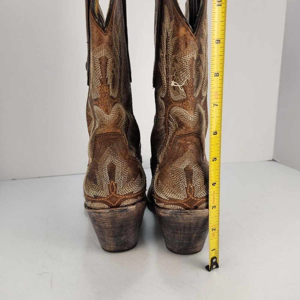 Corral Women's Western Cowboy Boots Brown Embroidered Snip Toe Size 7.5 - Picture 3 of 7